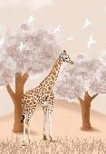 Papier peint chambre enfant Girafe dans la Savane