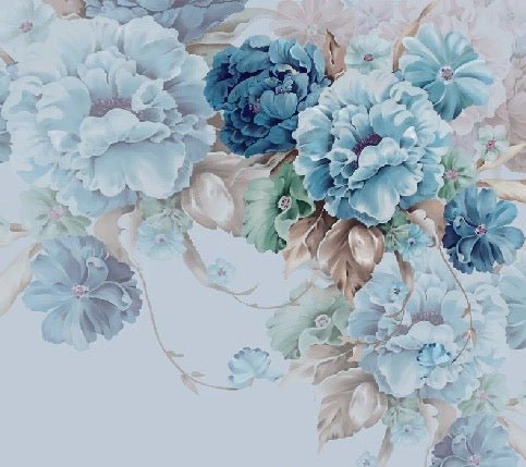 Papier peint fleurs bleues