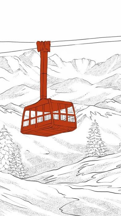 Papier peint La Plagne télécabine rouge