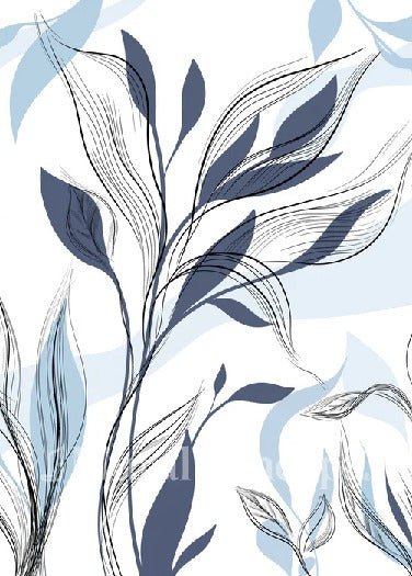 Papier peint fleur graphique bleu