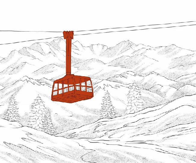 Papier peint La Plagne télécabine rouge