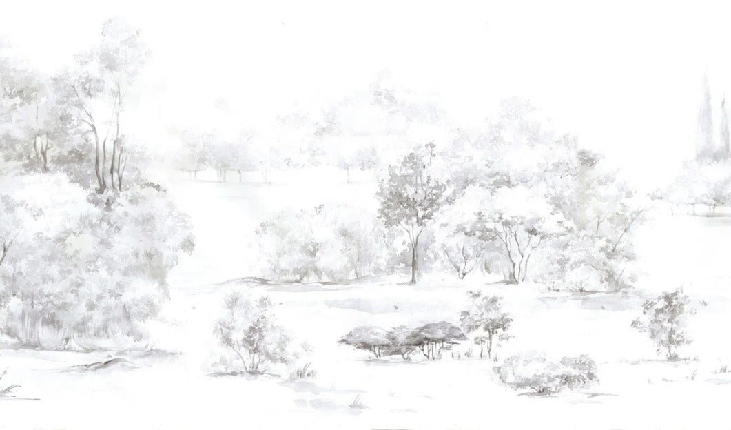 Papier peint forêt de pin aquarelle