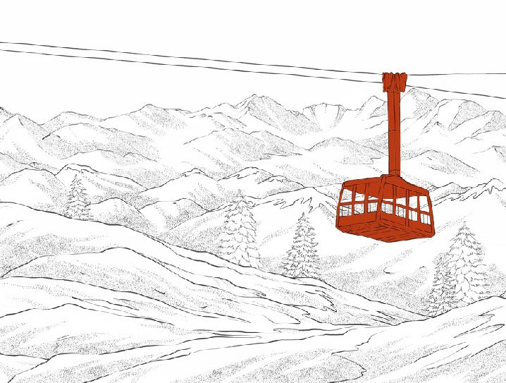 Papier peint La Plagne télécabine rouge