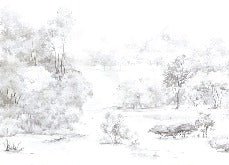 Papier peint forêt de pin aquarelle