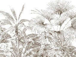 Papier peint tropical gravure monochrome