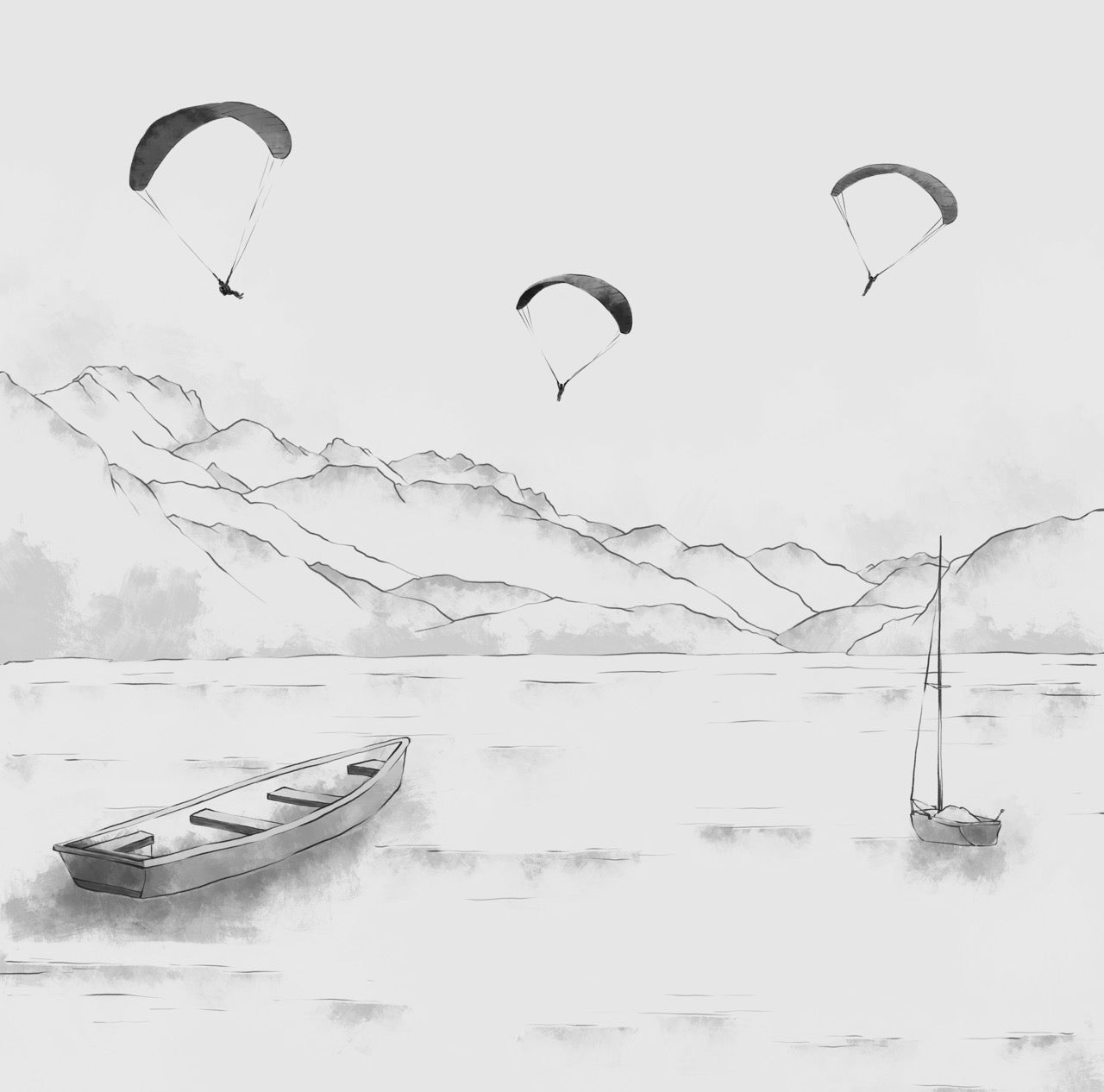 Papier peint Annecy - cimes & art en monochrome, XXL, tendance