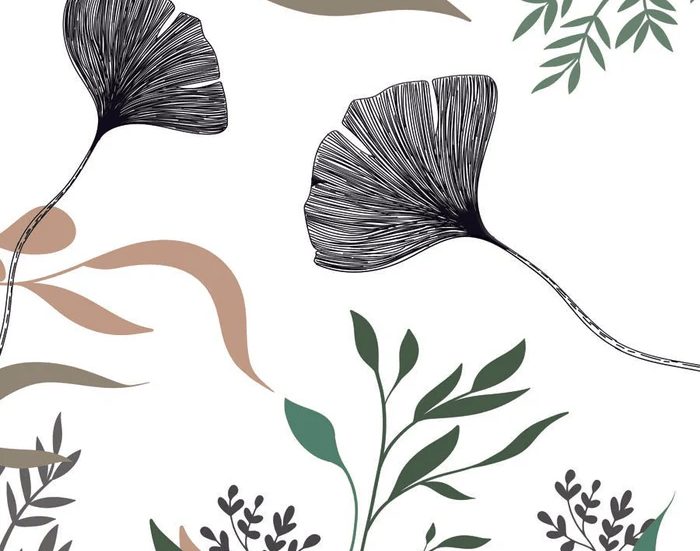 Papier peint ginkgo artiste floral