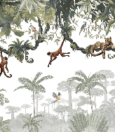 Papier peint enfant jeu de singes