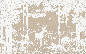 Papier peint animaux des bois beige
