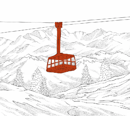 Papier peint La Plagne télécabine rouge