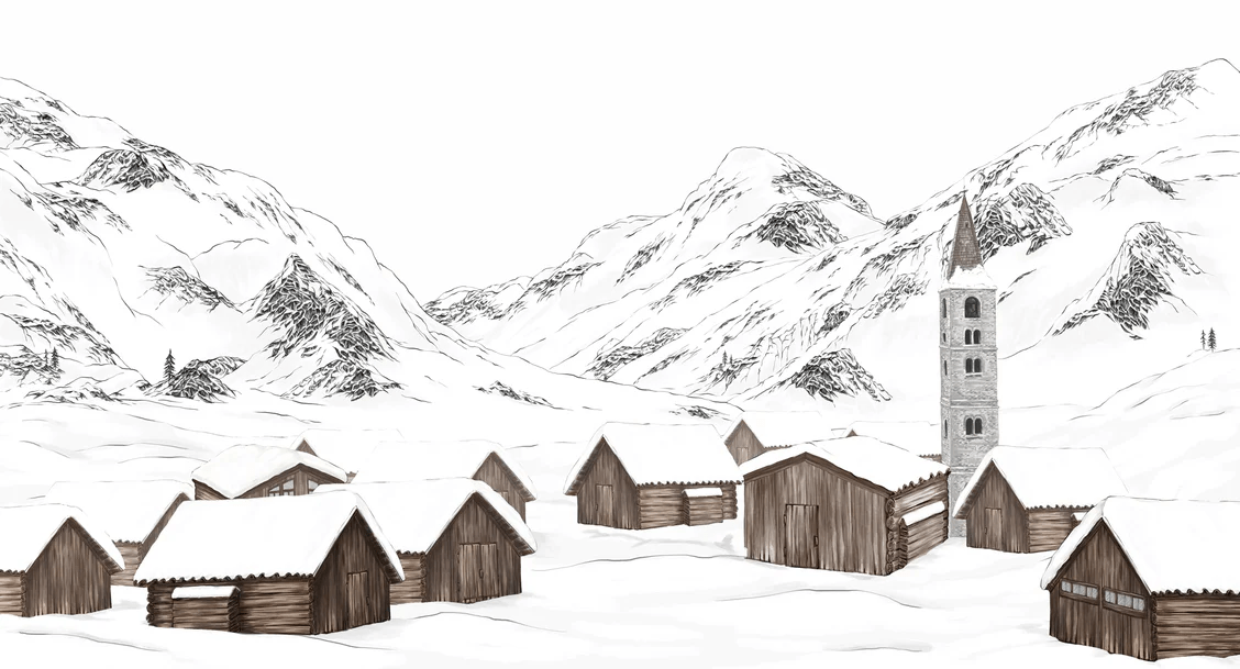Papier peint village val d'Isère