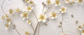 Papier peint fleurs blanches 3D