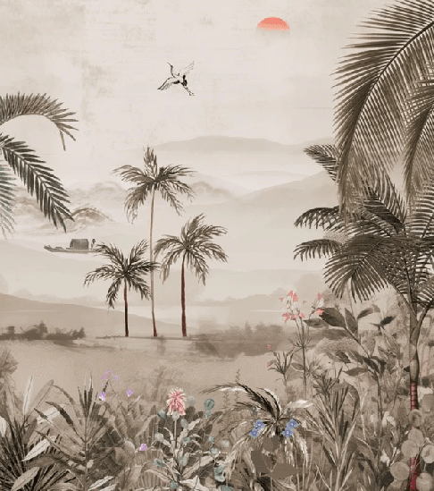 Papier peint l'art de la jungle peint