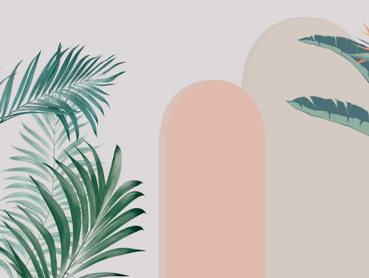 Papier peint chambre arches plantes