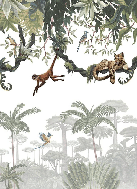 Papier peint enfant jeu de singes
