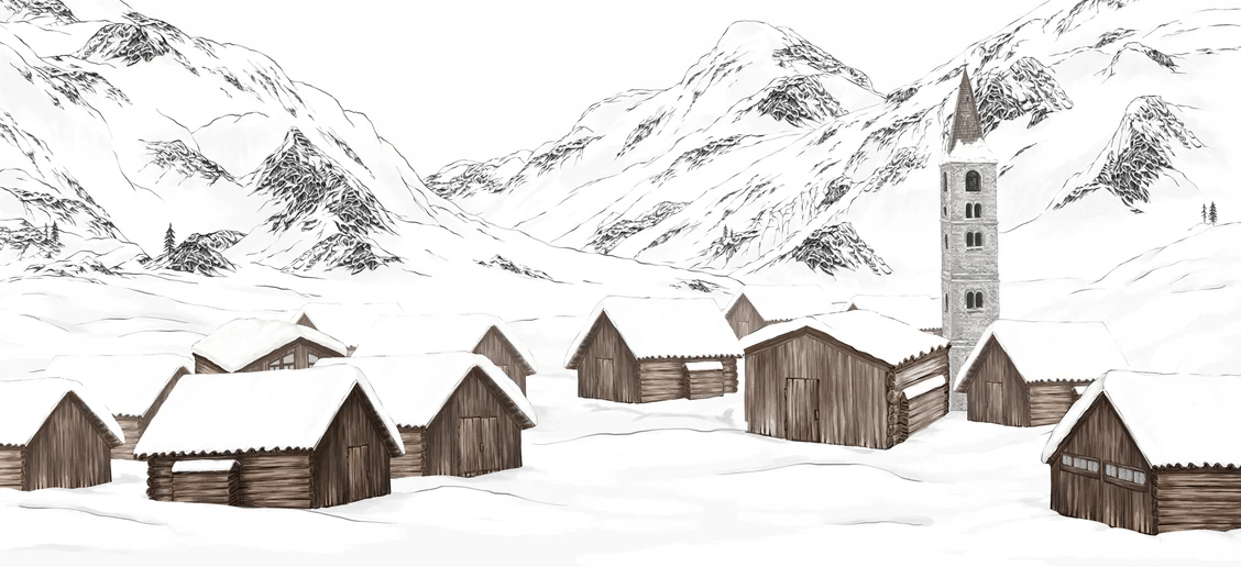 Papier peint village val d'Isère