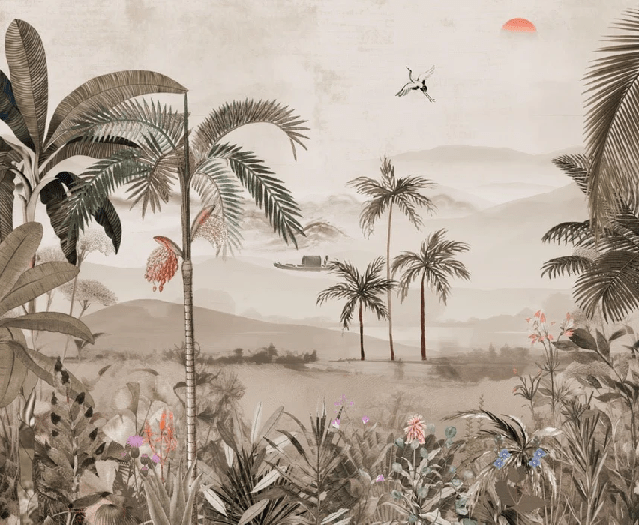 Papier peint l'art de la jungle peint