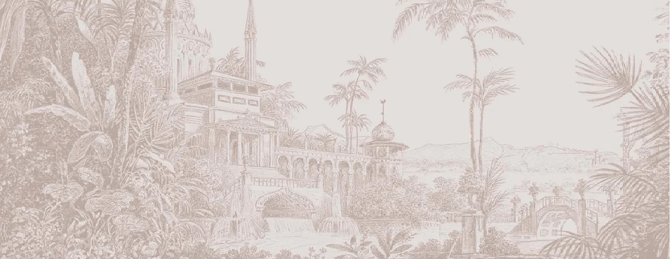 Papier peint jungle temple monochrome