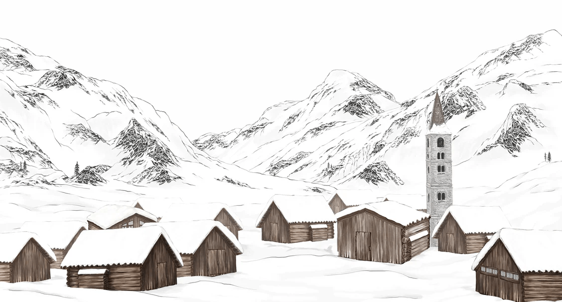 Papier peint village val d'Isère
