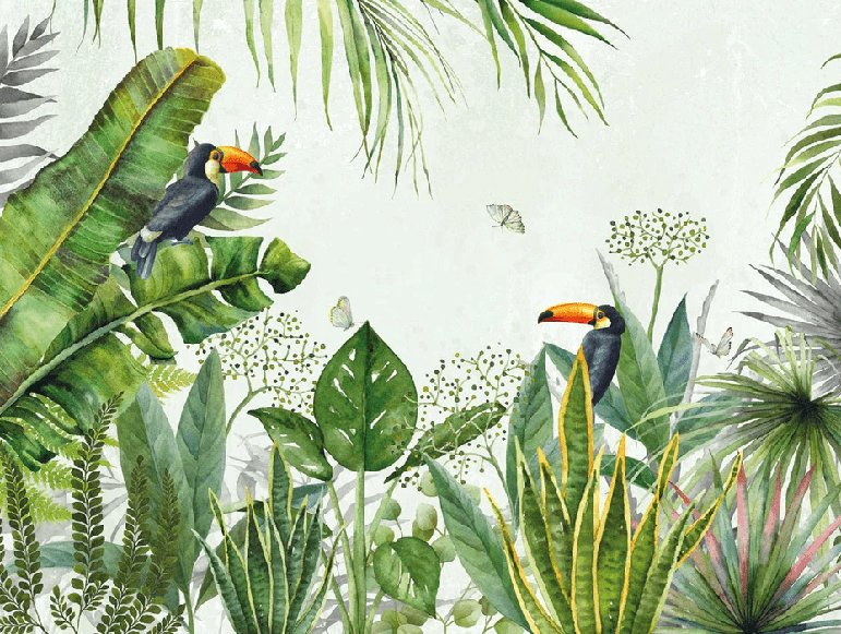 Papier peint Jungle oiseau exotique