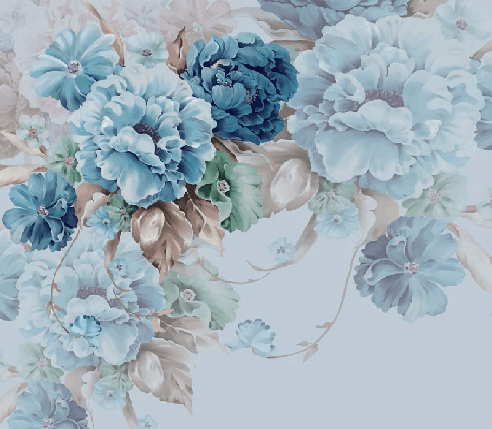 Papier peint fleurs bleues
