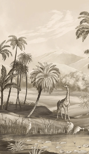 Papier peint jungle Zaphira sépia