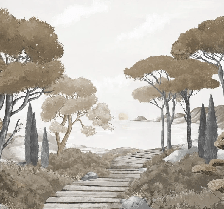 Papier peint balade dans les calanques brun