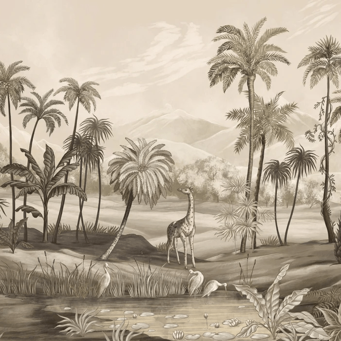 Papier peint jungle Zaphira sépia