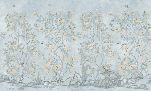 Papier peint chinoiserie garden bleu