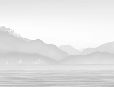 Papier peint Annecy et son lac paisible noir et blanc