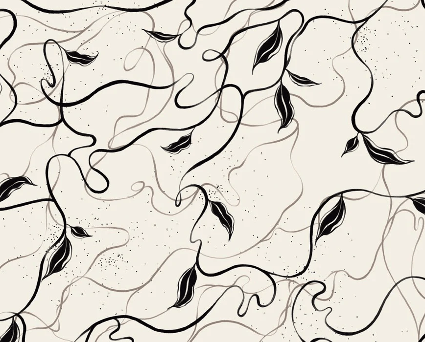 Papier peint végétal -  Lignes greige