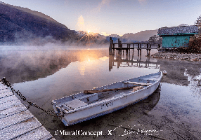 Papier peint la petite barque du bout du lac