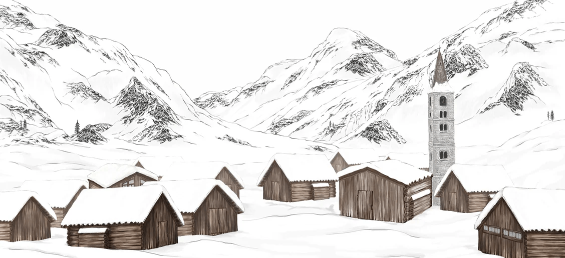 Papier peint village val d'Isère