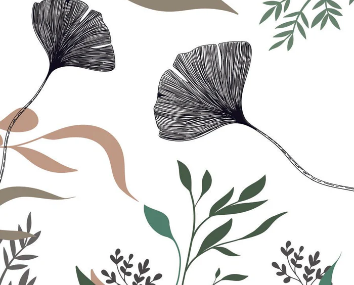 Papier peint ginkgo artiste floral