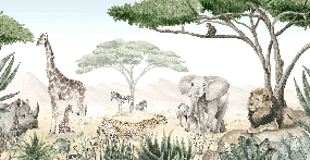 Papier peint enfant savane en peinture