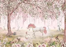 Papier peint licorne féerique rose, XXL, tendance