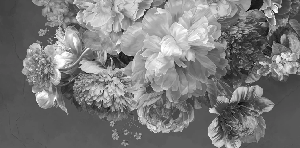 Papier peint fleur pivoine noir et blanc