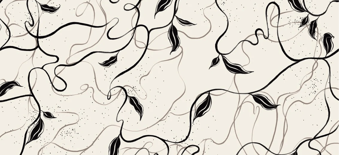 Papier peint végétal -  Lignes greige