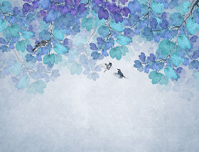 Papier peint feuille bleu