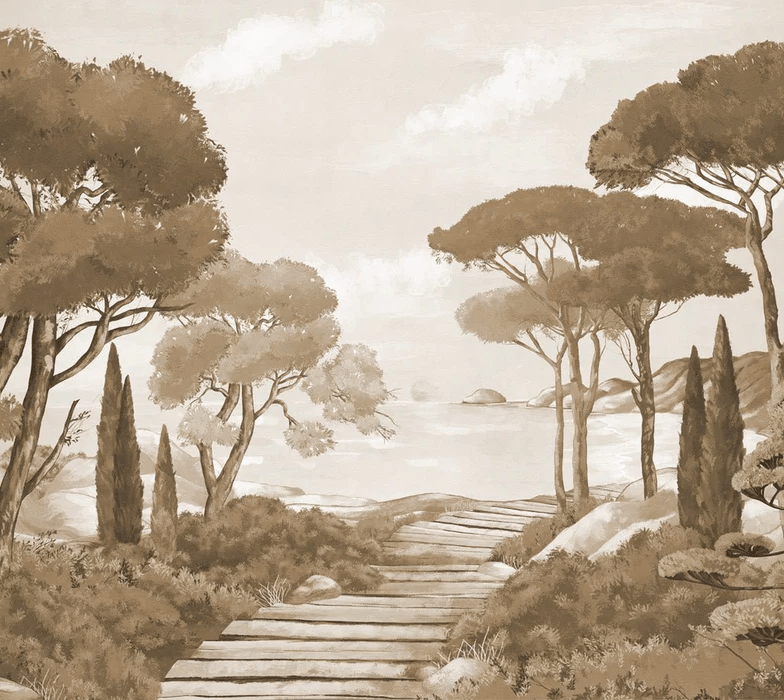 Papier peint balade dans les calanques monochrome