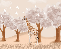 Papier peint chambre enfant Girafe dans la Savane