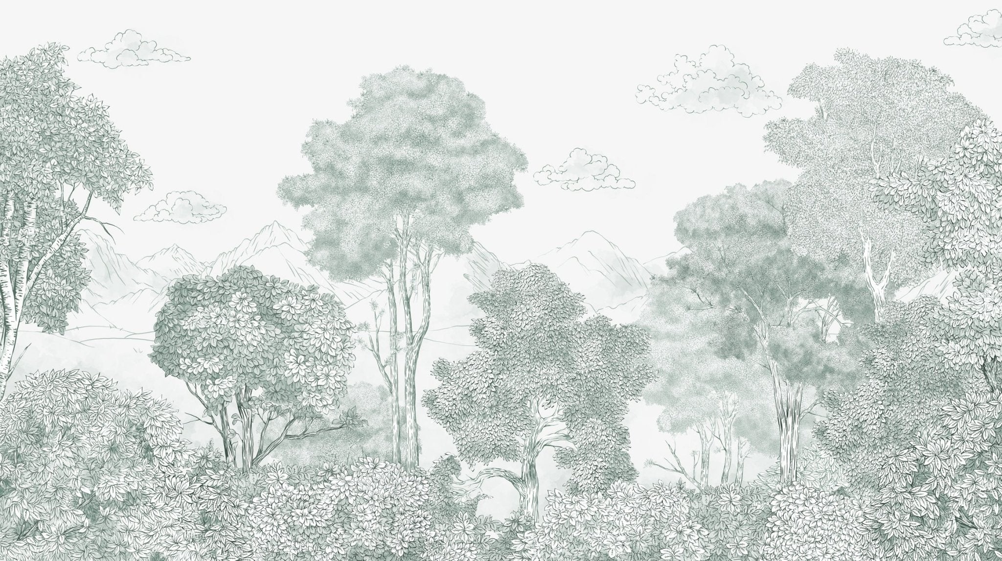 Papier peint panoramique Forêts et Monts vert, XXL, tendance