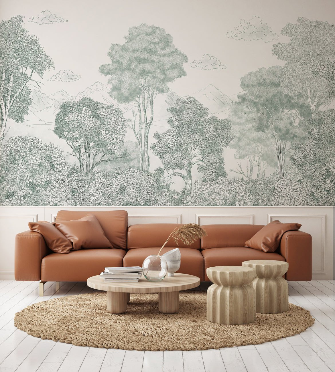 Papier peint panoramique Forêts et Monts vert, XXL, tendance