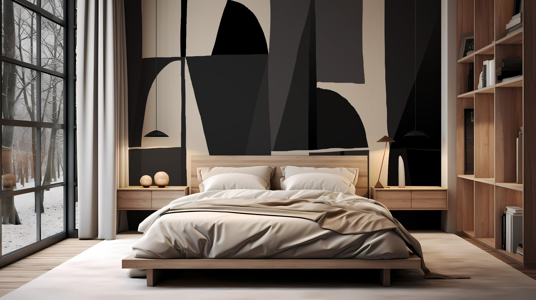 Papier peint Memphis style noir, XXL, tendance