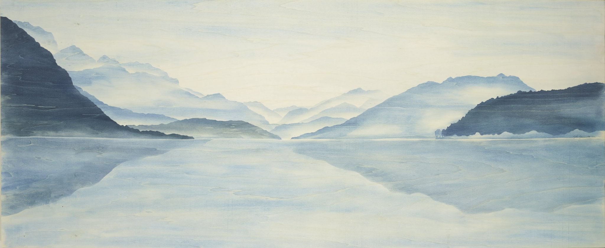 Papier Peint Vue Grand Albigny | Les Bleus du Lac®, XXL, tendance