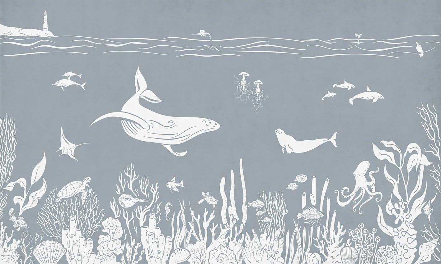 Papier peint balade aquatique bleu, XXL, tendance