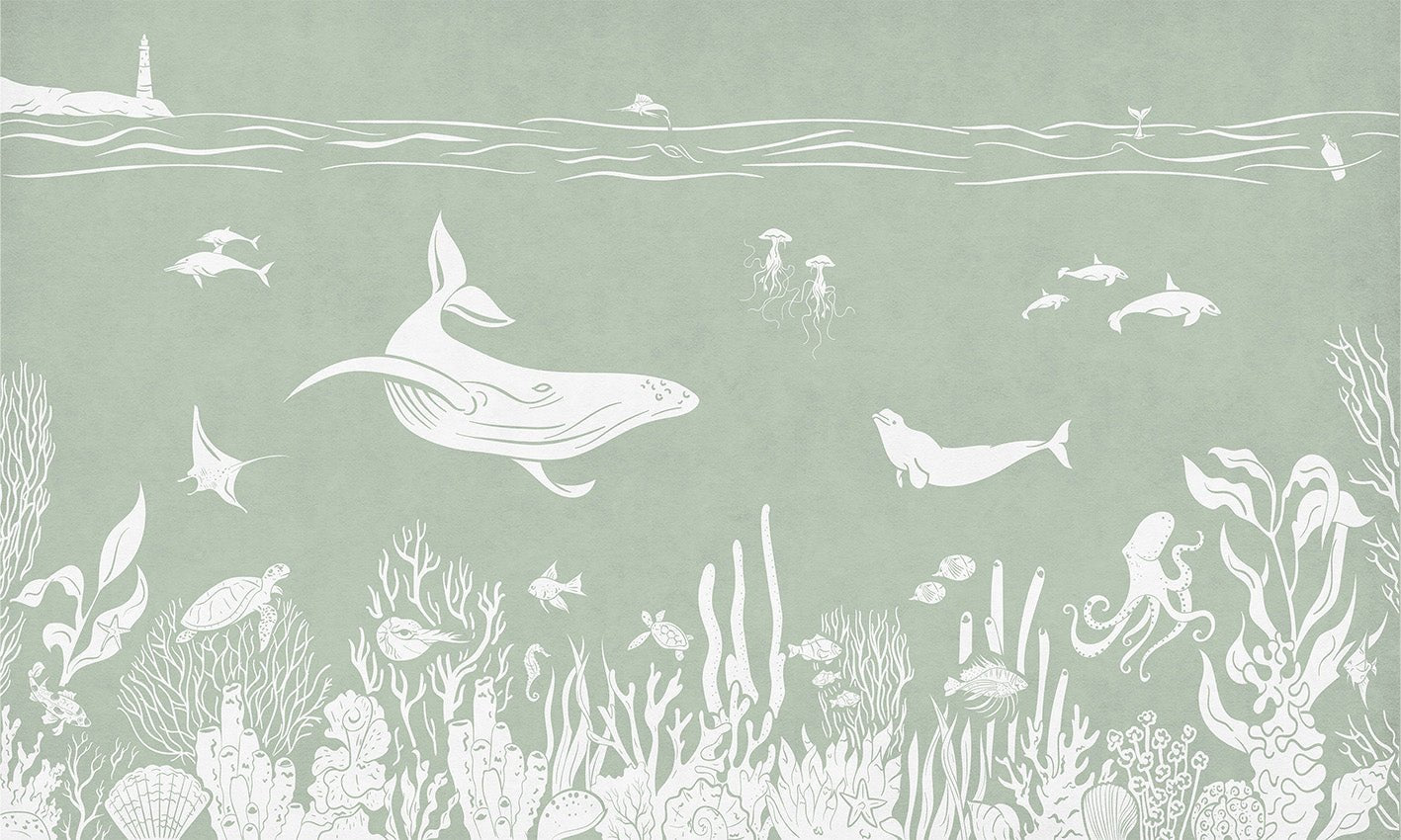 Papier peint balade aquatique vert, XXL, tendance