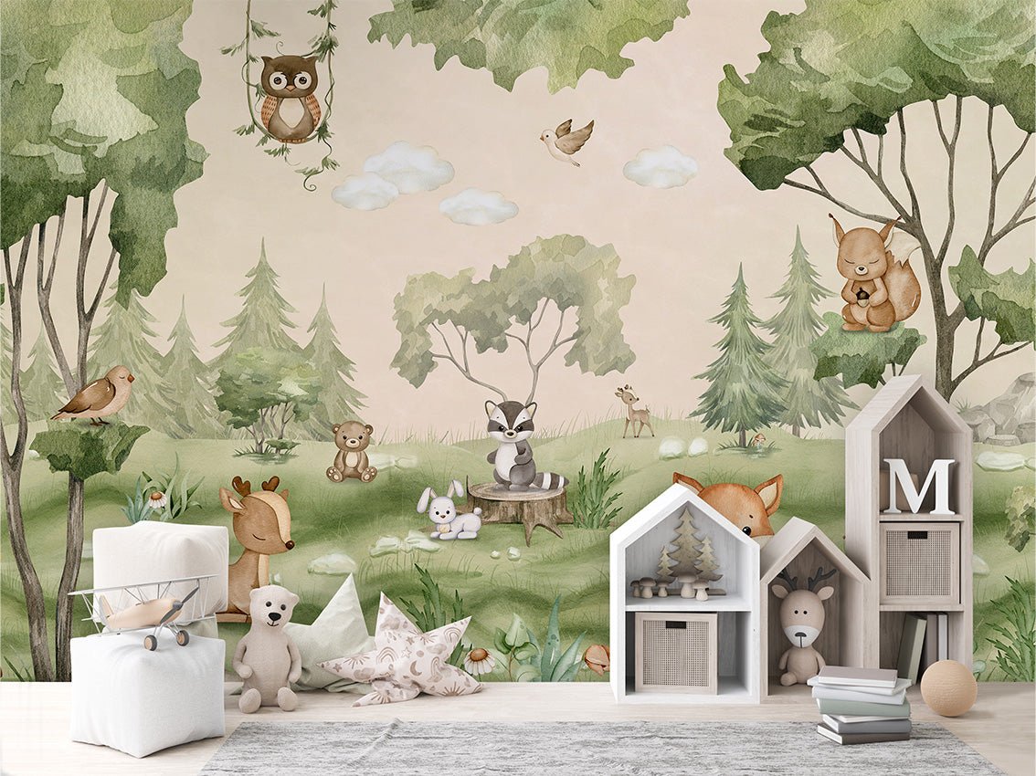 Papier peint bébé animaux peluches, XXL, tendance