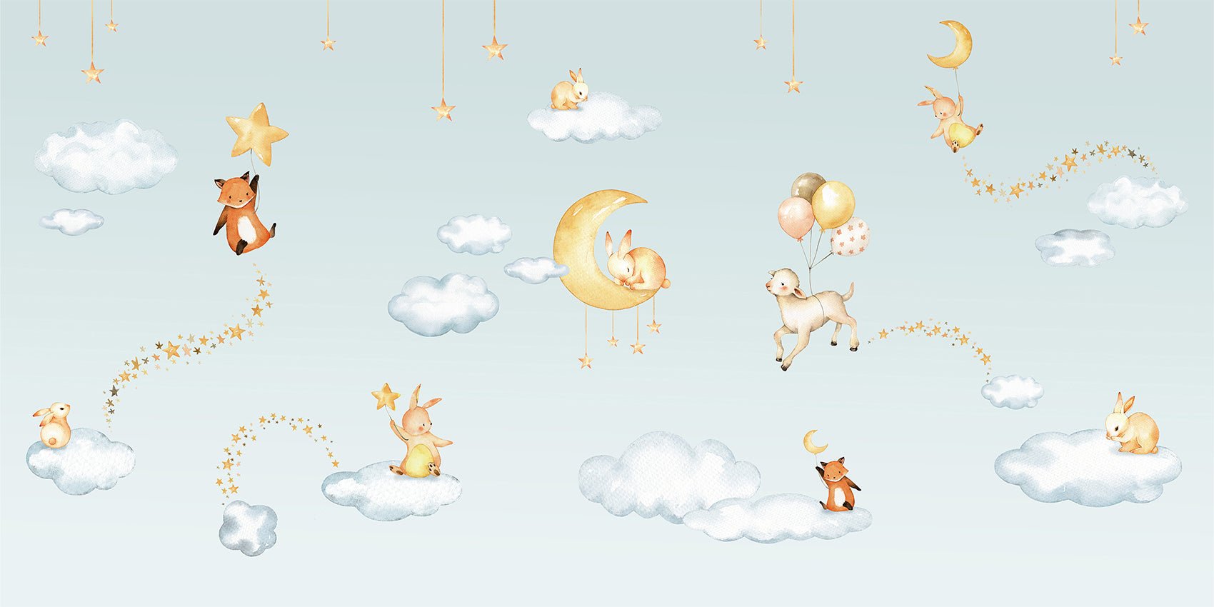 Papier peint bébé jolis rêves bleu, XXL, tendance