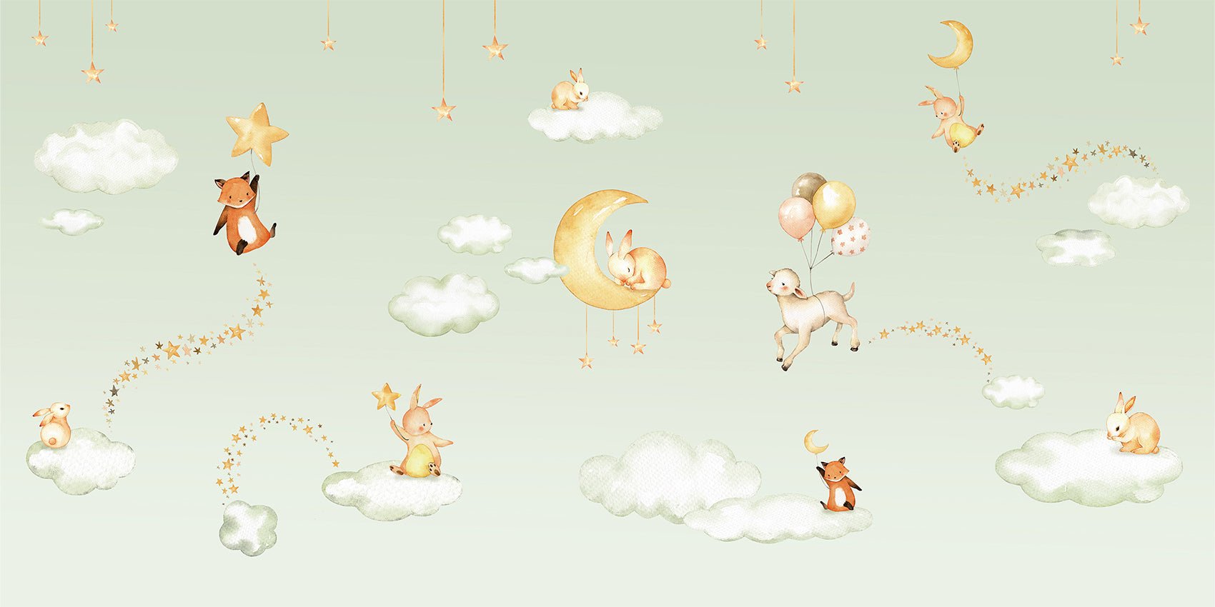 Papier peint bébé jolis rêves vert, XXL, tendance